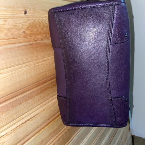 Coach Dark Plum Ryder Satchel Leather Handbag with Turnlock - Picture 7 of 12